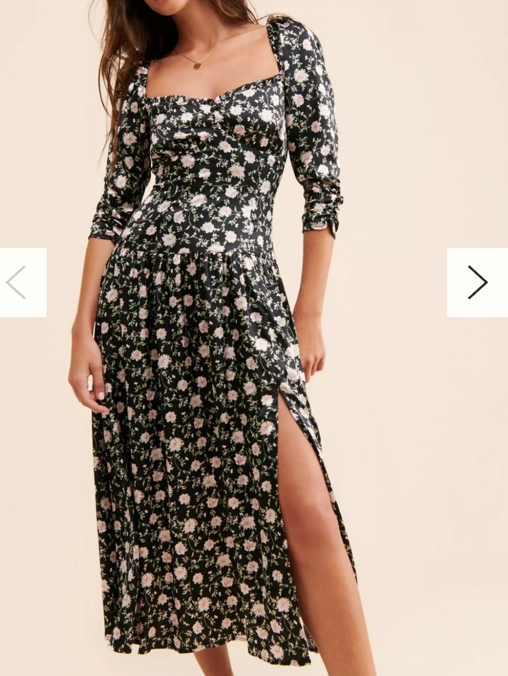 ASTR The Label Sweetheart Floral Midi Dress Small